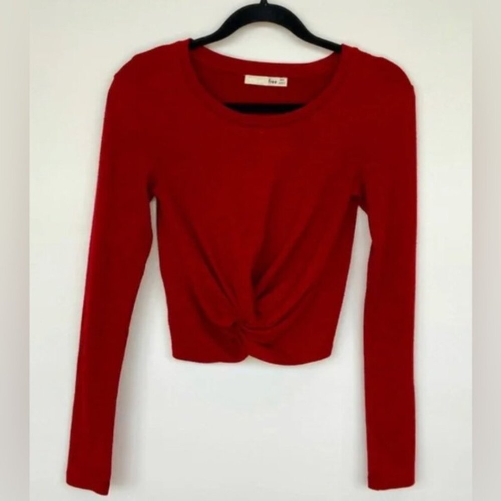 Aritzia Wilfred Free Ortiz Cropped Long Sleeve Red EUC - Picture 4 of 6